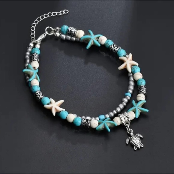Nilcashopper Boutique Jewelry - Turtle Shape Pendant Beaded Anklet Shell Foot Jewelry Summer Beach